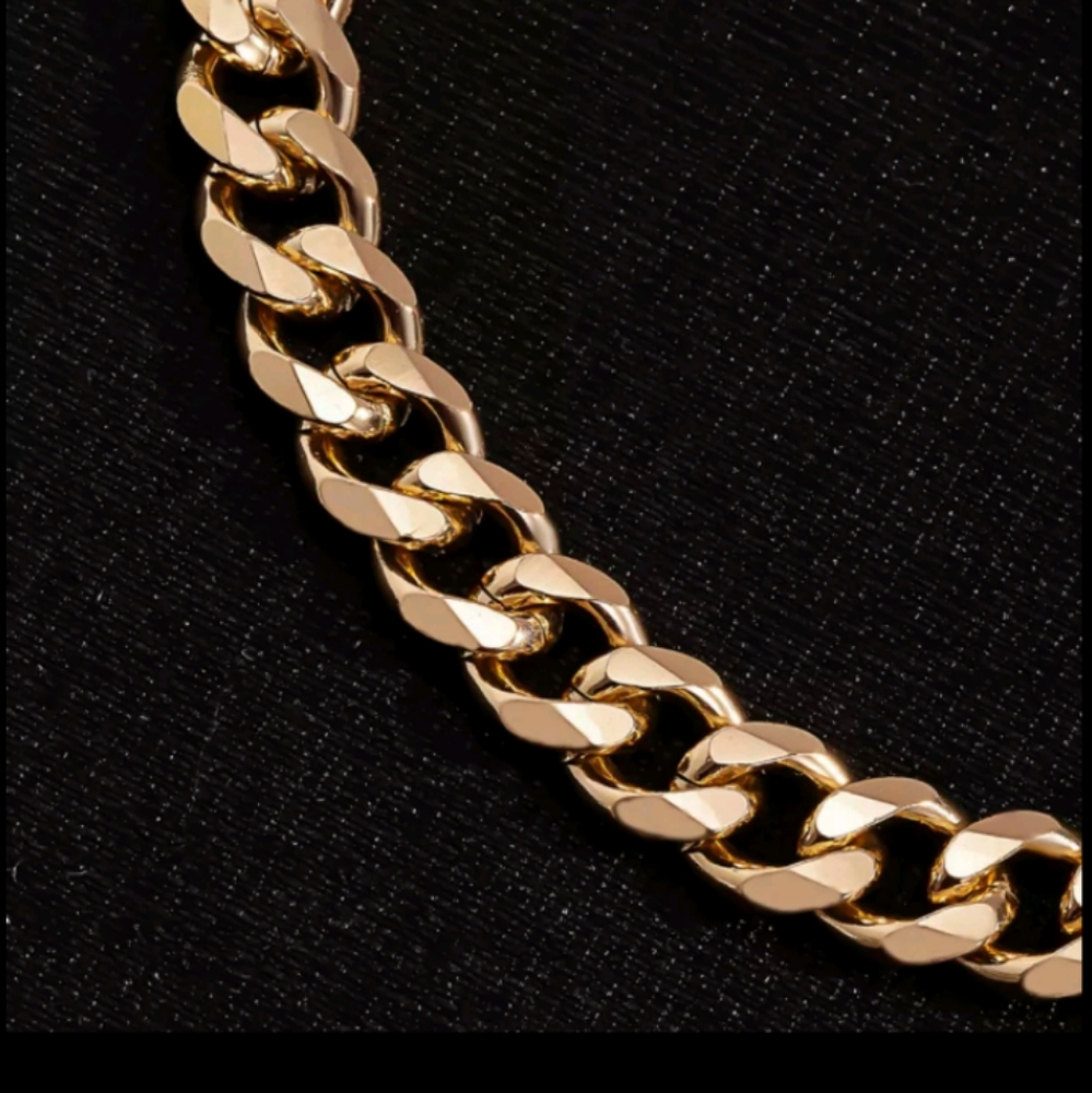 Vintage Gold Color Smooth Thick Chains Necklace - Picture 5 of 5